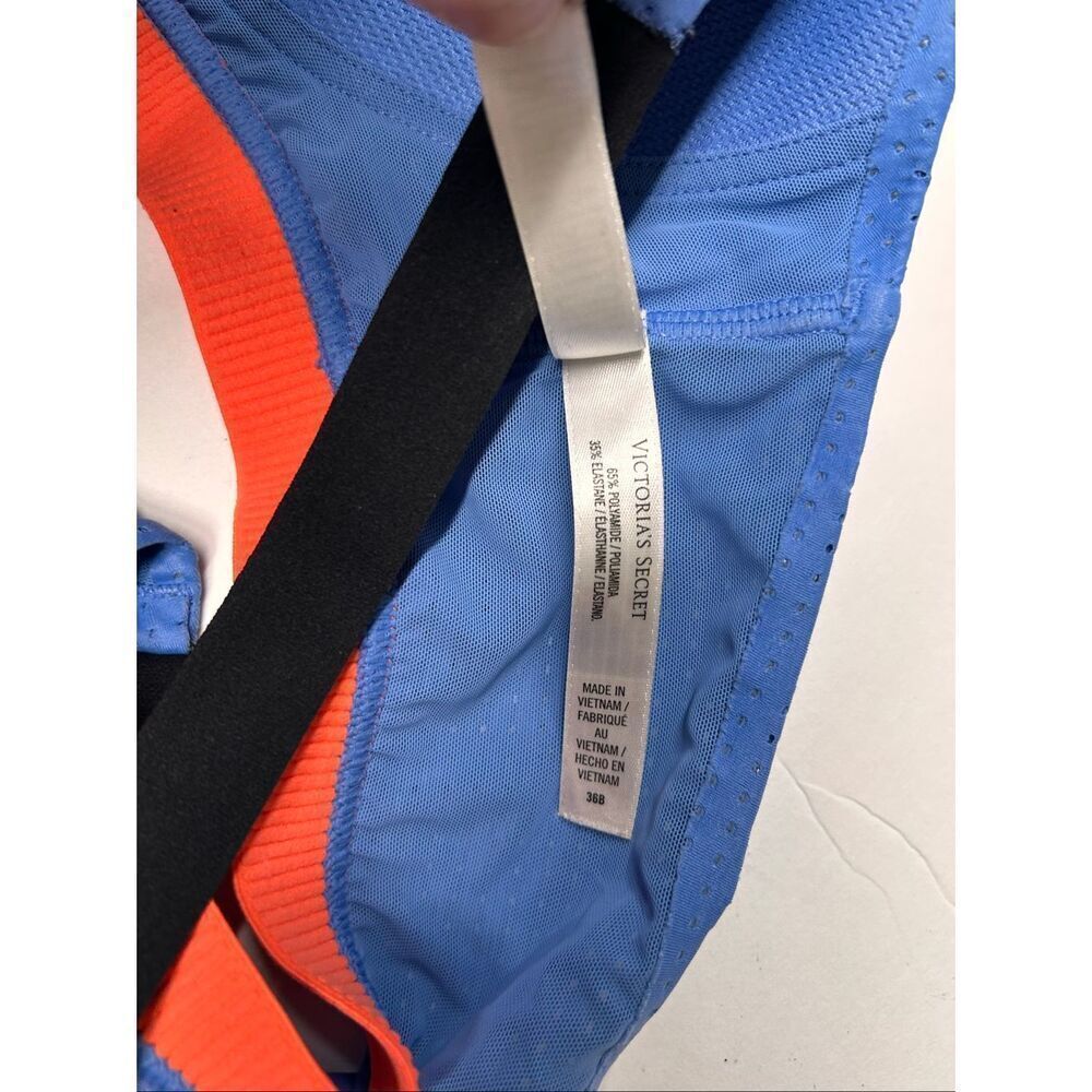 Victoria Secret Sport Blue & Orange Racerback Sports Bra Size 36B Padded Mesh - Picture 5 of 6